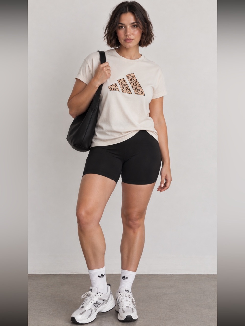 Adidas Animal Print Leopard Logo Graphic Tee Beige Sz XL Streetwear